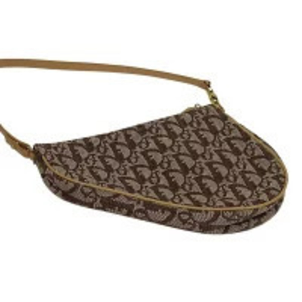 Dior  Hobo Trotter Christian canvas saddle bag brown